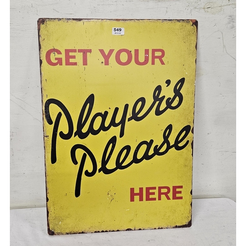 549 - Modern Players Please enamel sign, 70cm x 50cm