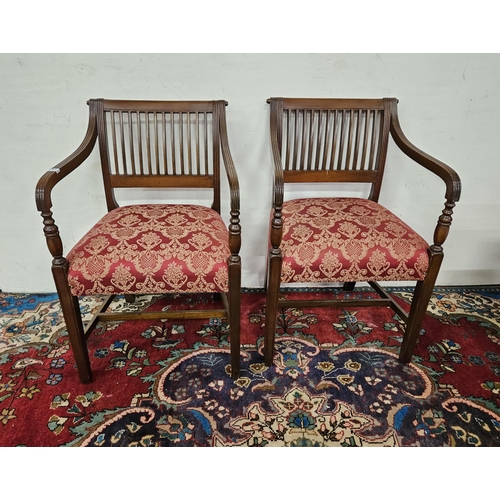 491 - Matching Pair of Mahogany Carvers, in the Regency style (reproductions), on square tapering legs, fo... 