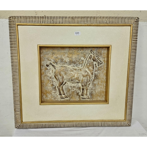 530 - A contemporary Collage Model of a Chinese Horse, in a large, moulded frame