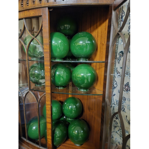 576 - Pair of large brass Ceiling Lights (worn), each with 12 branches (also with 17 green glass globes)