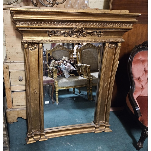 577 - Gold framed Pier Mirror & a modern gold framed overmantle (2)