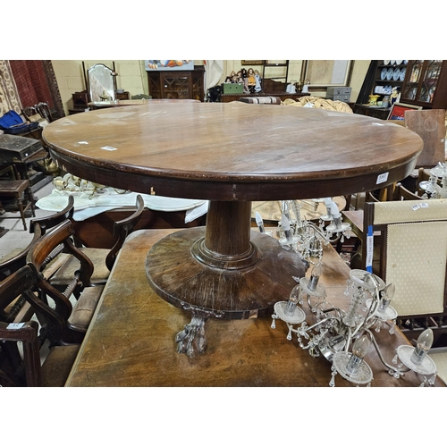 580 - WMIV Rosewood Centre/Dining Table, on a pod with 3 paw feet, 4ft wide