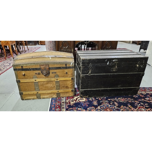 581 - Two old Trunks – 1 dome shaped & 1 painted black (2)