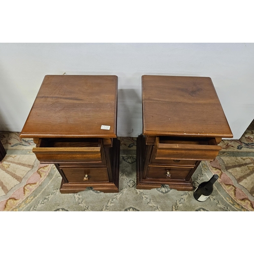 50 - Matching pair of modern mahogany Bedside Cabinets, each with 3 drawers, turned knobs, 40cmW x 63cmH