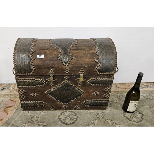 59 - Moorish style small Trunk/Chest with a domed top and studded detail, 60cmW x 45cmH