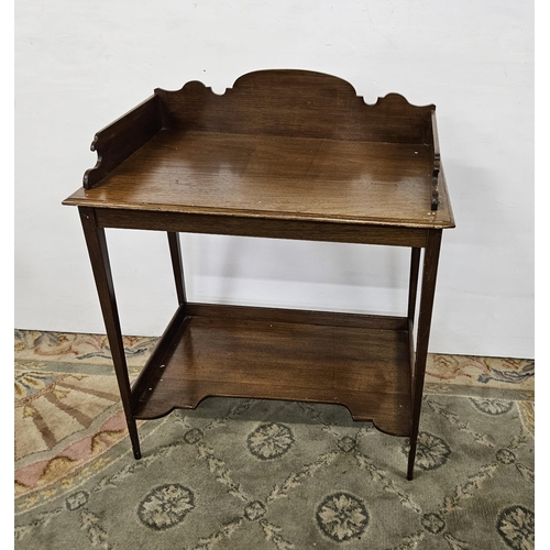 62 - 2 Tier Mahogany Washstand, with a raised gallery and tapered legs, 81cmW x 81cmH