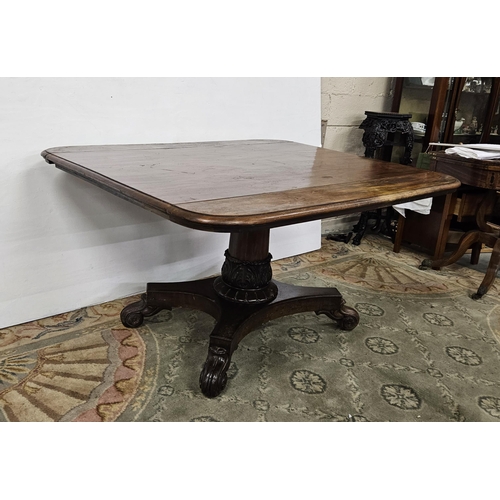 69 - WMIV Mahogany Breakfast Table with removeable narrow end- leaves, curved toes, 1.10m W x 1.35m d x 7... 