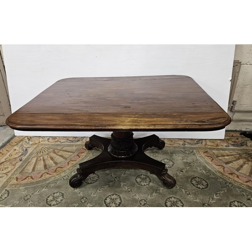 69 - WMIV Mahogany Breakfast Table with removeable narrow end- leaves, curved toes, 1.10m W x 1.35m d x 7... 