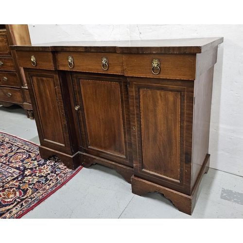 110 - Edw. Inlaid Mahogany Sideboard, with 3 frieze drawers over 3 cabinet doors, 1.32cmW x 92cmH