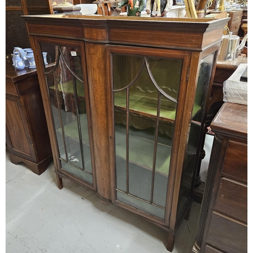 111 - Inlaid Mahogany Floor Display Cabinet, with 2 glazed doors, on tapered legs, 107cmW x 132cmH