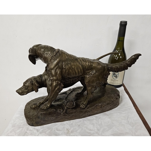 150 - French Bronze Model of two Hunting Dogs at play, signed Ch Masson, 26cmH x 42cmW