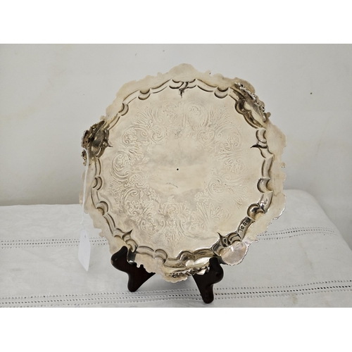 234 - Fine Victorian London Silver decorative Presentation Tray, nicely shaped borders and chased tray top... 