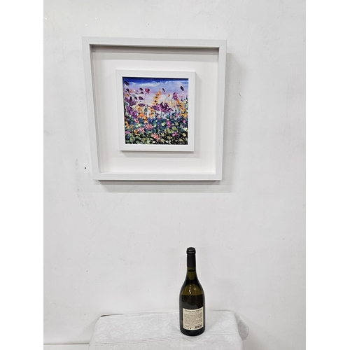 273 - AINE KEATING, Summer flowers viewed from the sand dunes, mixed media (in glass), double white fram... 