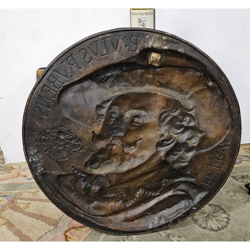 436 - French circular tin Wall Plaque with bronze finish Rubens, 62cm diameter