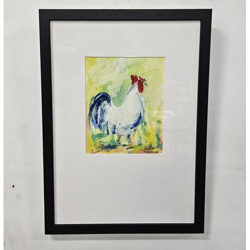 440 - MARIE DEVLIN, King of the Yard, oil on board in a large cream mount, black frame, 45cmH x 33cmW