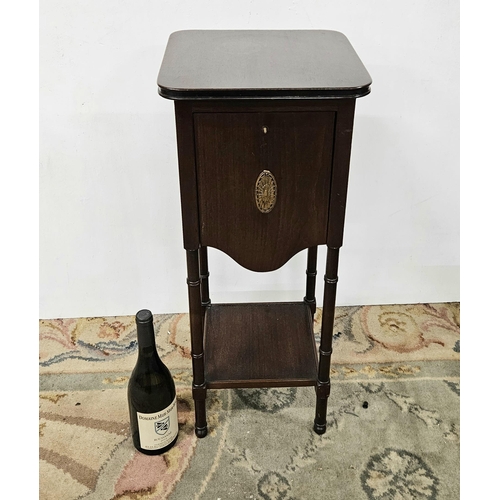 48 - Miniature Mahogany Drinks Cabinet, hinged doors on all sides, above 4 turned legs, castors, 71cmH x ... 