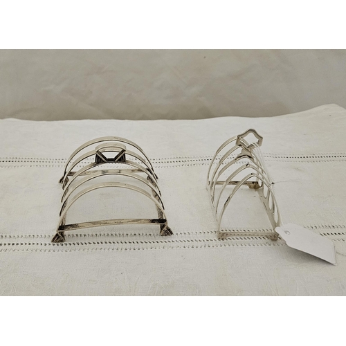 486 - Small Sheffield Solid Silver Toast Rack, hallmarked 1946 by E.V. & an Art Deco Plated Toast Rack (2)