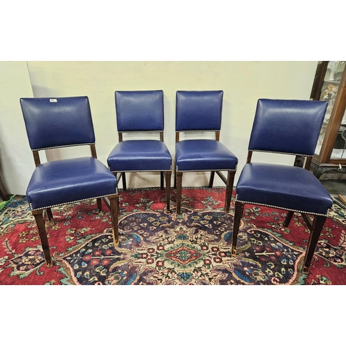 38 - Set of 8 Dining/Reception Chairs, nicely upholstered with blue leather covered seats and backs, well... 