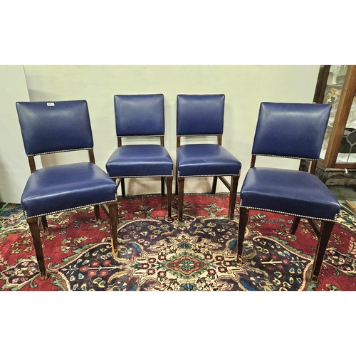 38 - Set of 8 Dining/Reception Chairs, nicely upholstered with blue leather covered seats and backs, well... 