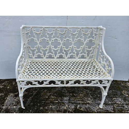 307 - 19thC Cast Iron Garden Bench, honeycomb pattern, on tapered legs, 1mW x 88cmH (2 seater)