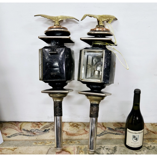 410 - Fine and Rare Matching Pair of large Victorian Carriage Oil Lamps, stamped Bookeburg (or Buckeberg S... 