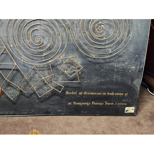 188 - Contemporary Newgrange Wall Art – wire work, mounted on a back board, 1.13cmH x 1.4mW