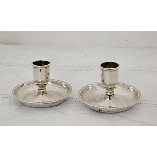 503 - Matching Pair of Low Sheffield Solid Silver Candlesticks on dish shaped bases, hallmarked Fenton Bro... 