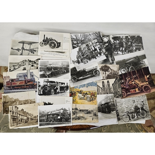 535 - Group of English vintage era  Post Cards  motor, rail etc (14) & a group of French Post Cards, old ... 