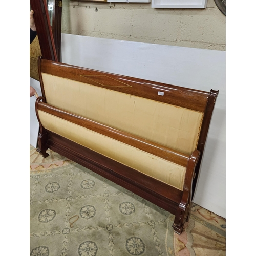 330 - Contemporary Mahogany Bed Frame, suitable for a 5ft mattress, the headboard featuring a brass string... 