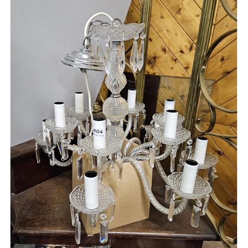 404 - 12 Arm Crystal Chandelier, 2 tiers, with tear shaped droplets from all baskets, 59cm H