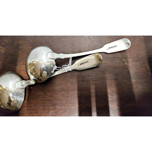 500 - Matching Pair of London Solid Silver large sized sauce ladles, 18cm long, hallmarked 1832