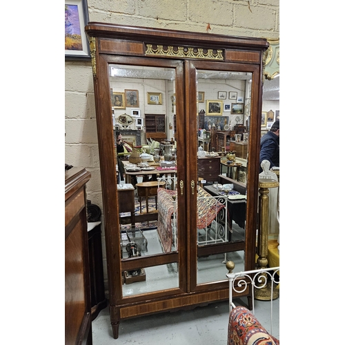 319 - Fine Tall 19thC French Armoire, the two doors opening to shelves and a hanging closet, intricately i... 