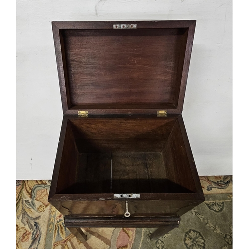 31 - Compact Mahogany Document / Bible Box on a Stand, the hinged lid opening to a single compartment, wi... 