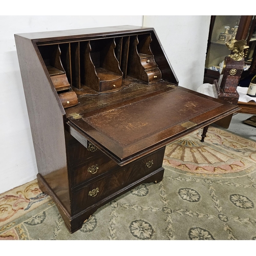 49 - Mid 20thC Mahogany Fall-front Bureau with a leather writing slope, 75cmW x 100cmH x 48cmD,