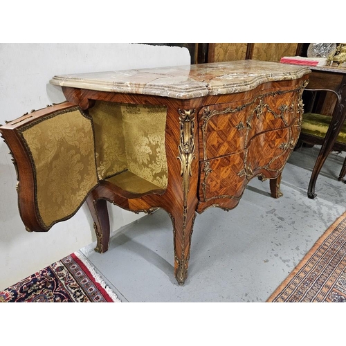 61 - Good Kingwood Commode, decoratively mounted with gilt handles and corners, having 2 central drawers ... 