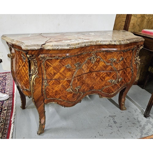 61 - Good Kingwood Commode, decoratively mounted with gilt handles and corners, having 2 central drawers ... 