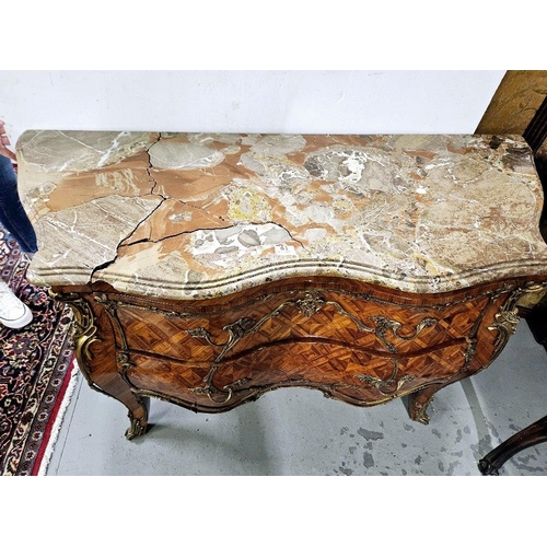 61 - Good Kingwood Commode, decoratively mounted with gilt handles and corners, having 2 central drawers ... 