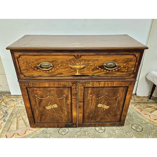 67 - Edwardian Inlaid Mahogany Secretaire Bureau, nicely inlaid desk front, with cast brass handles openi... 