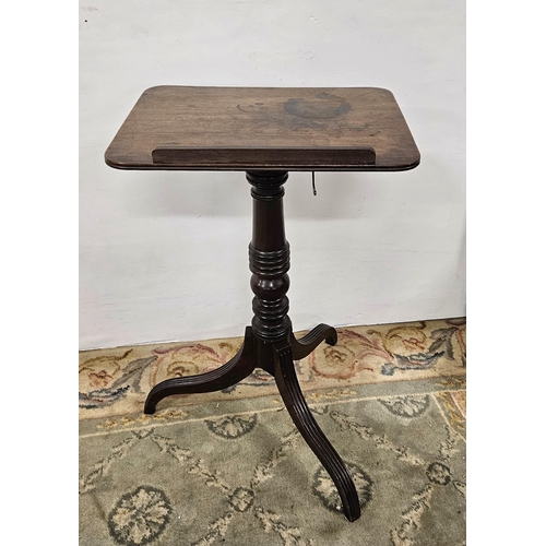 75 - 19thC Mahogany Architects Table, stamped GILLOWS, on a reeded tripod base with small ledge to the ti... 