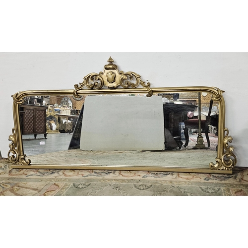 85 - Overmantle Wall Mirror, gilt decorated, with a central decorative finial, 1.8cmW x 0.86cmH