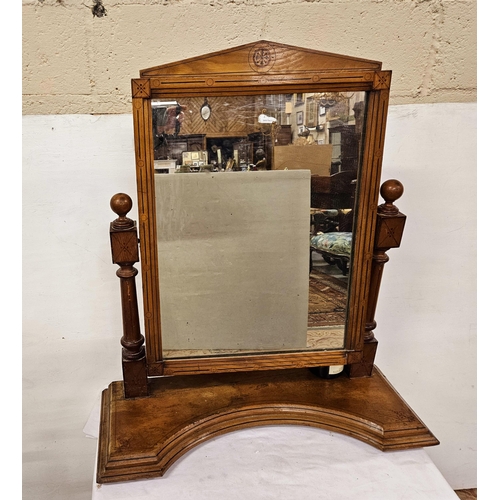 143 - Large Edwardian Oak framed Toilet Mirror, pivoting style, on shaped base (inlaid), 78cmW x 86cmH, Ar... 