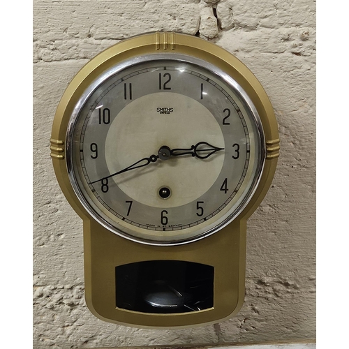 157 - Smiths Enfield Kitchen Wall Clock, in a metal case with light gold front, key wound (full working or... 