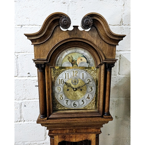 160 - Very fine Edw. Oak Cased Longcase Clock, with a glass panelled door, having an excellent quality 8-d... 