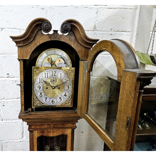 160 - Very fine Edw. Oak Cased Longcase Clock, with a glass panelled door, having an excellent quality 8-d... 