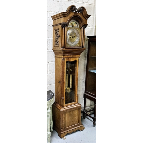 160 - Very fine Edw. Oak Cased Longcase Clock, with a glass panelled door, having an excellent quality 8-d... 