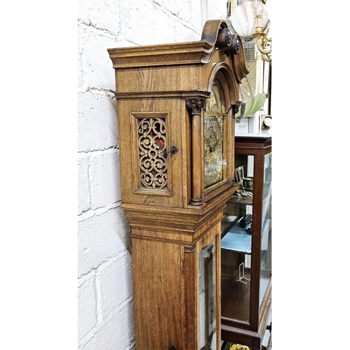 160 - Very fine Edw. Oak Cased Longcase Clock, with a glass panelled door, having an excellent quality 8-d... 