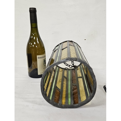 182 - Mid 20thC Ceiling Lantern, narrow circular shaped with various coloured and sized glass panels, lead... 