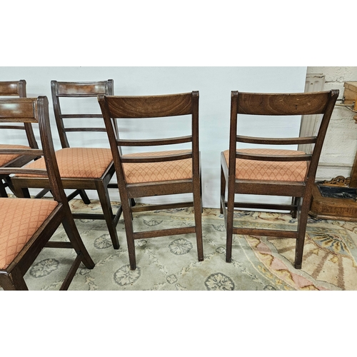 20 - Set of 6 early 20thC Bar Back Design Dining Chairs, on tapered legs, with removable padded seats, co... 