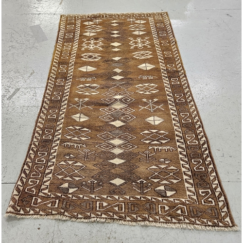 237 - Handwoven full pile natural dyed Persian Shiraz Village Rug (brown), with a bespoke all over design,... 