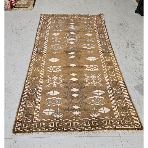 237 - Handwoven full pile natural dyed Persian Shiraz Village Rug (brown), with a bespoke all over design,... 